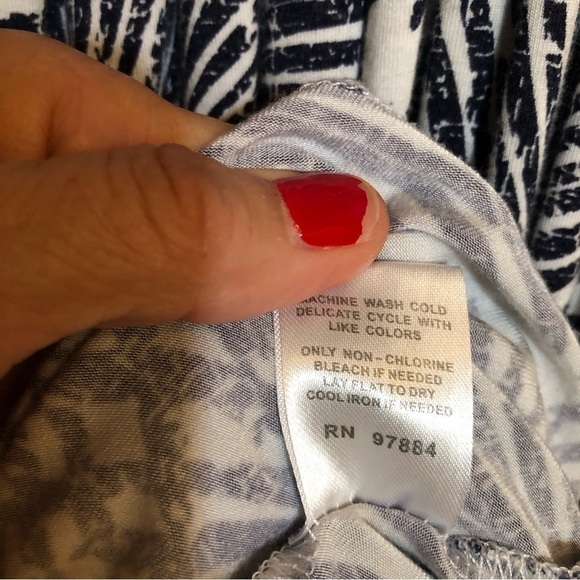 Tart Women’s Navy & White Palm Print Modal Dress Beachy Tropical Soft Size Small - Picture 6 of 9